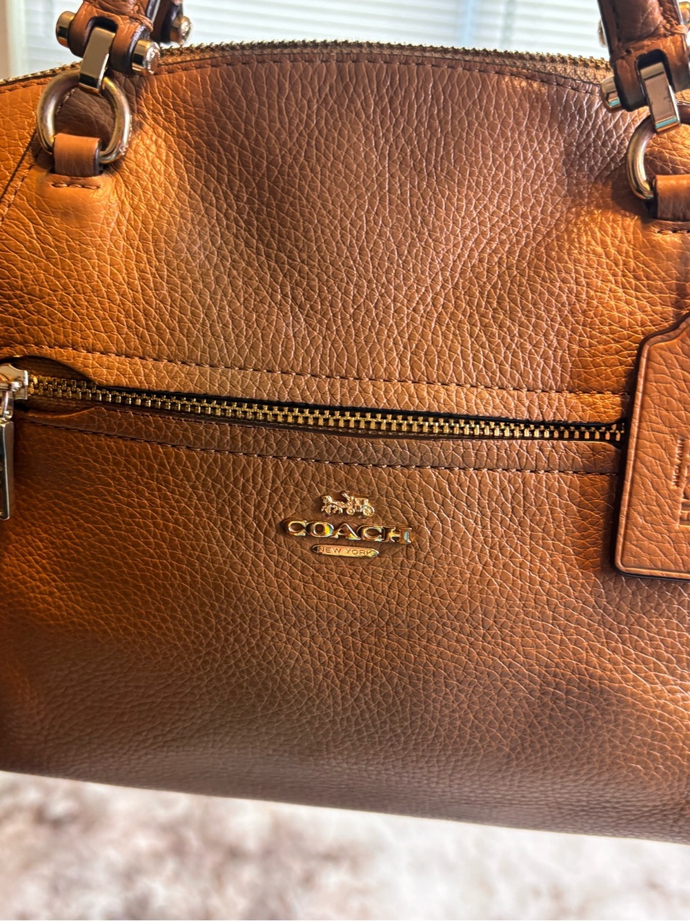 Coach Pebbled Leather Tote in Cognac Brown - Picture 10 of 11
